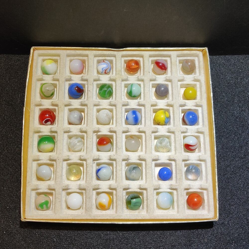 LOT of 36 Vintage marbles ESTATE FIND Approx. 1/2" Various Colors Kinds #g1
